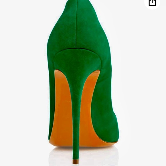 New Eldof Green Suede High Heels Size 6 - Picture 2 of 10